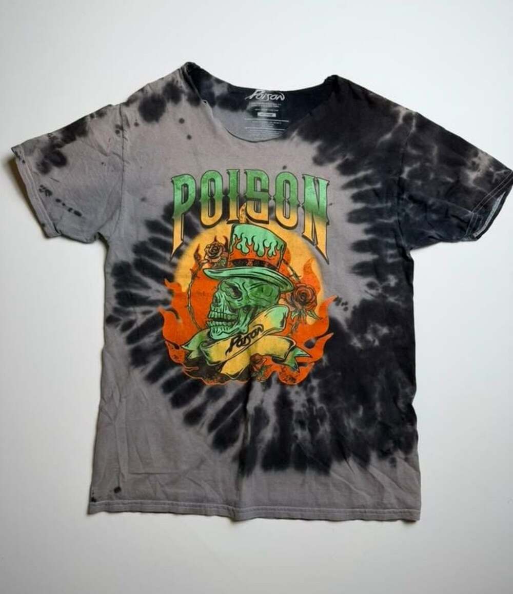 Poison Mens Tie Dye Graphic T-Shirt Skull Top Hat Graphic Size Medium
